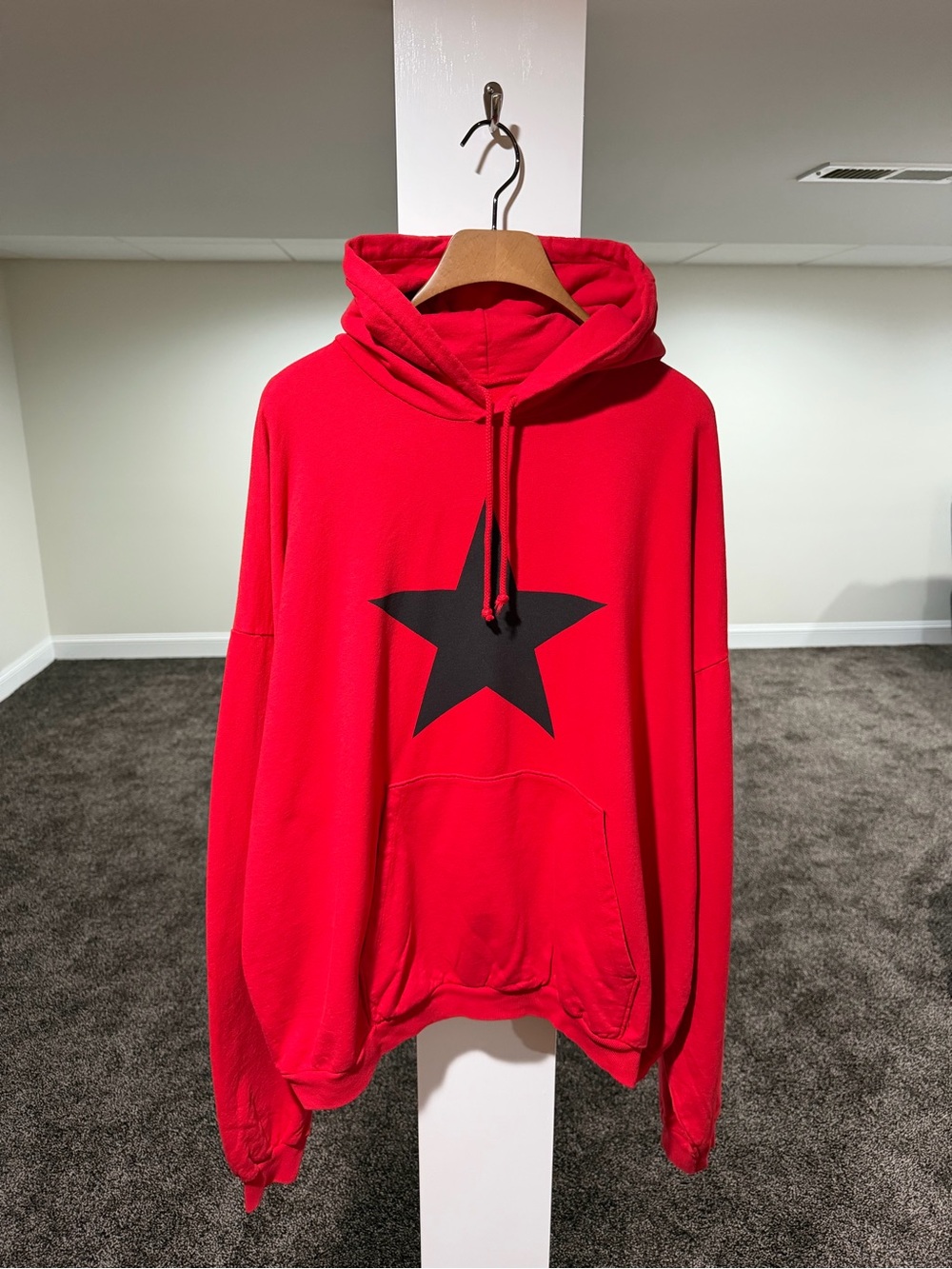 Kanye West Ye Yeezy HD-01 Live Bull Merch Star / Mask Logo Red Hoodie